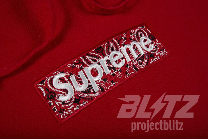 SUPREME BANDANA BOX LOGO HOODED SWEATSHIRT RED M L XL FW19 HOODIE