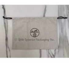 NEW Authentic Hermes Kelly Pochette Herringbone Drawstring Dust Bag 13.5" x 10  