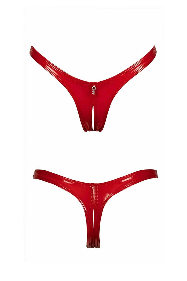 PATRICE CATANZARO Annabelle String Ouvert Lack Rot Schrittoffen KINKY CLUBWEAR - Bild 3 von 4