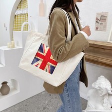 Union Jack Canvas Grocery Bag Beach Tote Shopping Bags Multi Purpose Tote