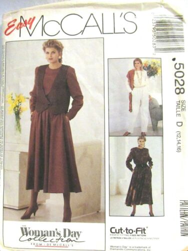 EASY MCCALL PATTERN 5028 CUT TO FIT ELASTIC WAIST DRESS VEST JUMPSUIT SIZE 12-16