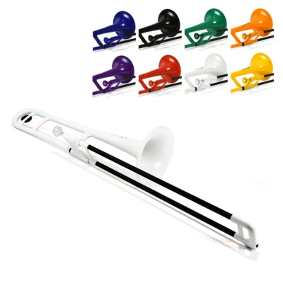 PINSTRUMENTS OB pInstrument pBone White Plastic Trombone, Comfortable Ergonomic Grip, White