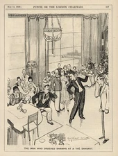 VINTAGE 1929 British Cartoon "THE MAN WHO ORDERD SHRIMPS AT 'THE DANSANT'"