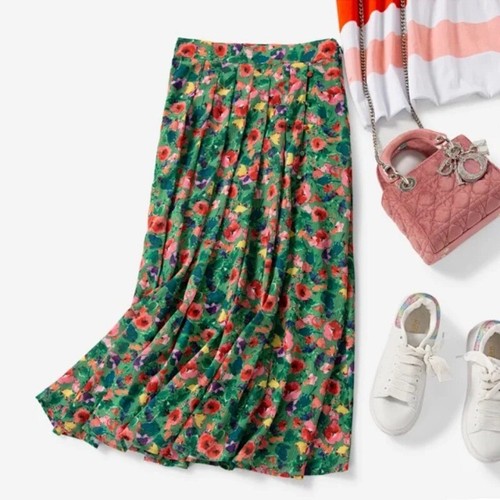 Sezane Women's Small Fresh Floral Mid-length Split Skirt - Picture 16 of 21
