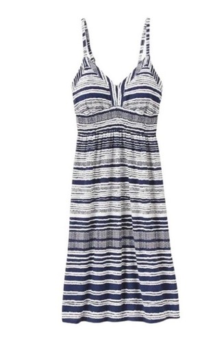 Nuevo con etiquetas Vestido Athleta Estampado Bahía Azul Blanco Rayas TALLA XXS Cintura Imperio Semiajustado - Imagen 2 de 9