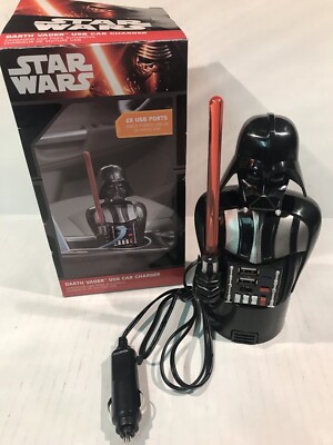 Star Wars Darth Vader USB Car Charger 2 USB Ports Charger Tested Works! Cool!