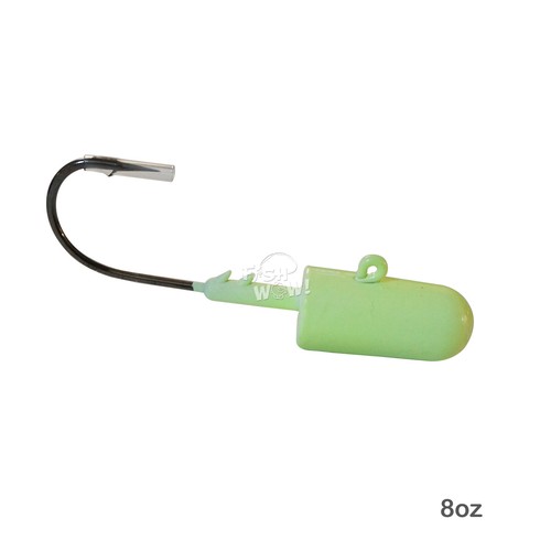 Peces 10 piezas ¡GUAU! Cabeza de plantilla de bala de pesca de 8 oz con gancho 10/0 MUSTAD que brilla en la oscuridad - Imagen 7 de 9