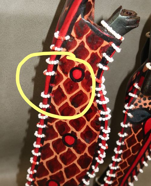 PAIR of Maasai African Mahogany Wood Woman and Man Beaded Figures Carved 12"