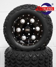 Golf Cart 10 Black Pioneer Wheelsrims And 18x9-10 Dot All Terrain Tires 4 Golf Cart 10 Black Pioneer Wheelsrims And 18x9-10 Dot All Terrain Tires 4
