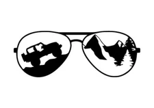 Vinyl Decal for Window - Sunglasses, Jeep, Mountains
