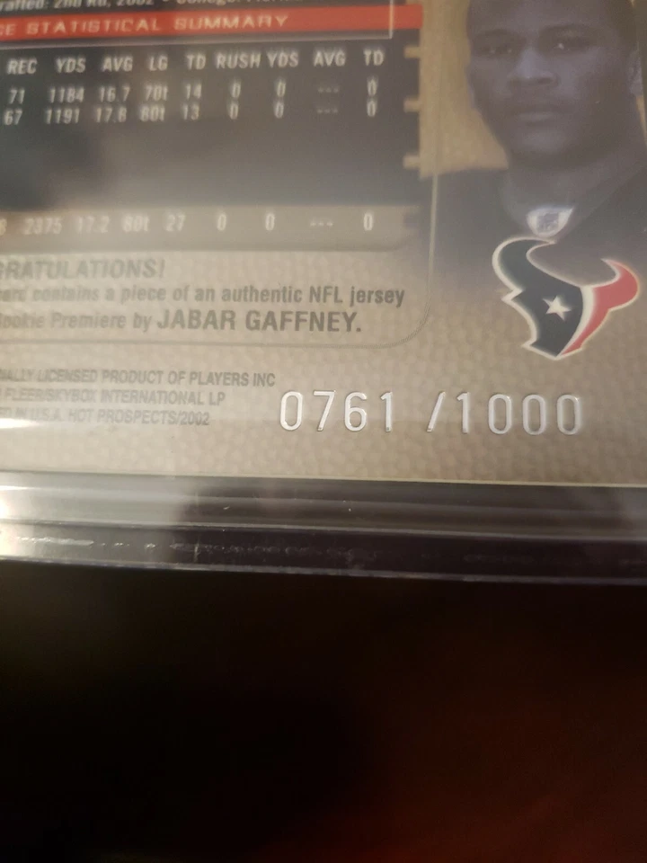 2002 Fleer Hot Prospects #761/1000 Jabar Gaffney #99 Rookie - Image 3 of 4