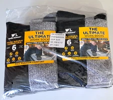 WELLS LAMONT Ultimate WORK SOCKS 12 Pairs Size 7-12   Black/gray