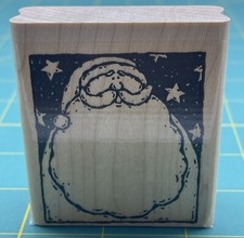 Santa Claus Face Head Wood Mounted Rubber Stamp 2003 by Stampin' Up 2X2.5"
