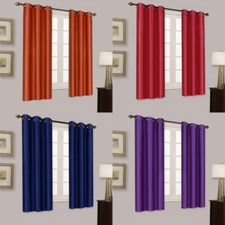 100% Blackout Panels Heavy Thick Grommet Window Curtain 2PC Many Colors 63"ADAM