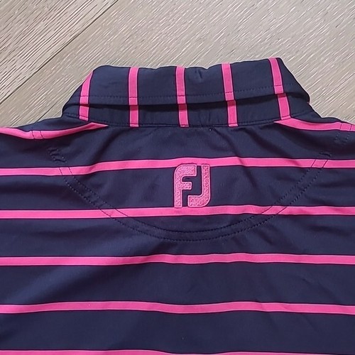 FootJoy Polo Men's Large Pink Blue Striped Short Sleeve Casual Golf Shirt Adult - Picture 4 of 10