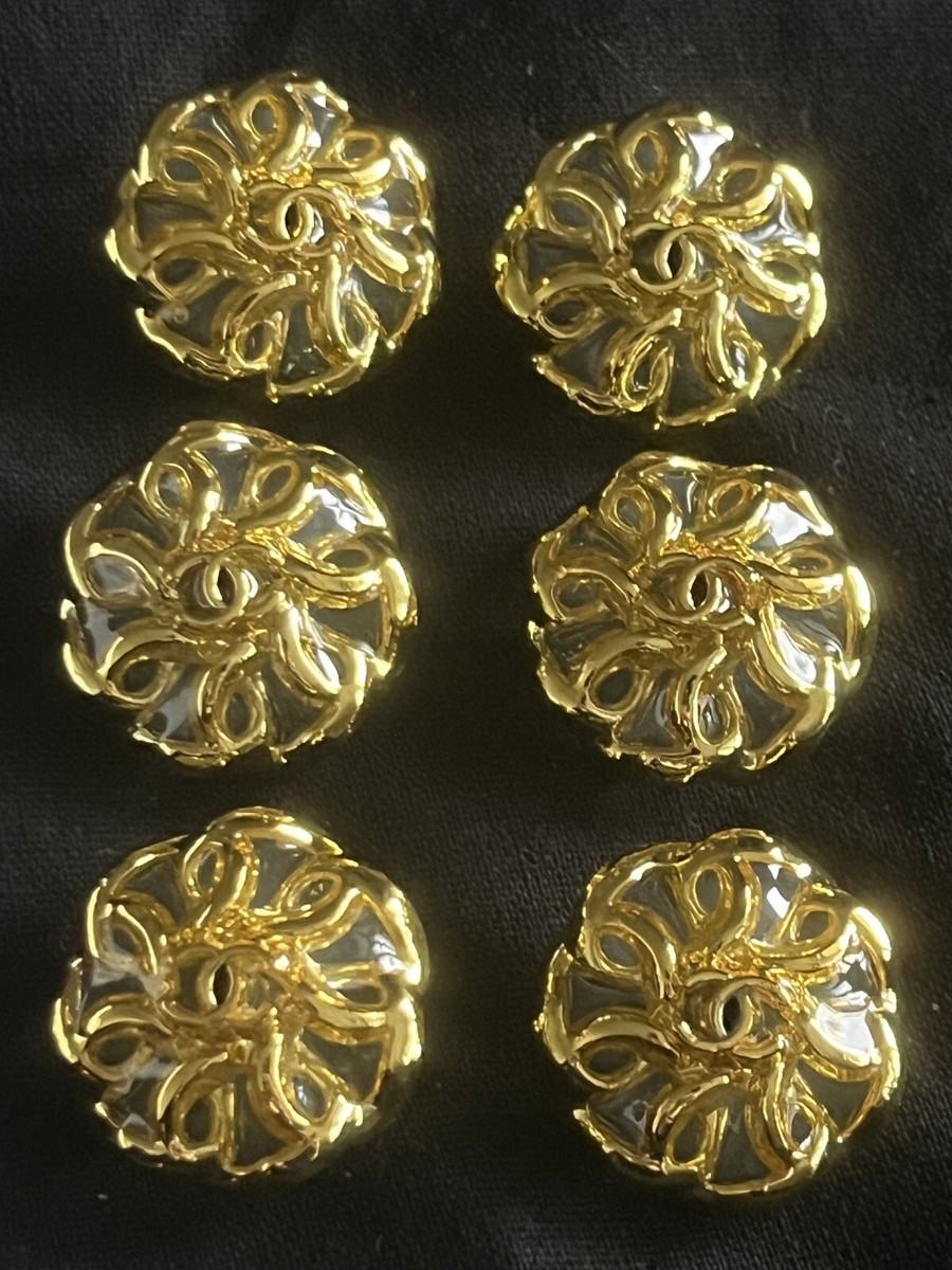 CHANELボタン 1 Chanel Black Crystal/ Pearl & Gold Shank Button, 20mm
