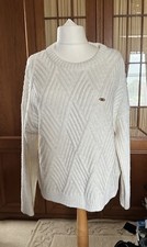 U.S. Polo Assn Damen Elfenbein Zopfmuster Oversize Pullover Jersey Gr. L