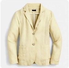 J.Crew Womens 6 Unstructured Parke Blazer 100 Linen Jacket Butter Yellow Cream