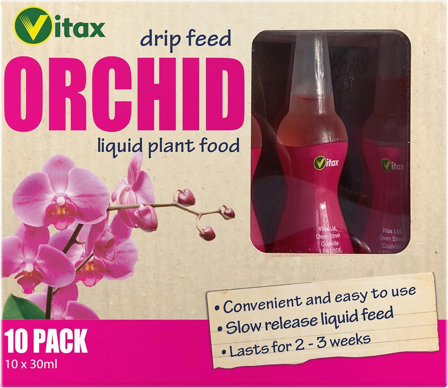 Vitax Orchid Drip Feed Mini Bottles (Pack of 10) Houseplant Care,30ml