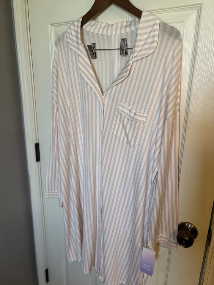 Pijama de mujer Stars Above manga larga con botones delanteros vestido talla 1x nuevo con etiquetas rosa Foto 3 de 4