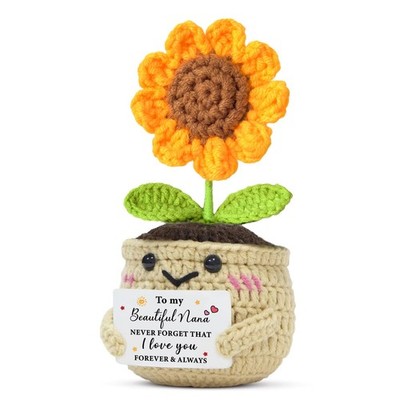 QMVMV Handarbeit Sonnenblume gehäkelt Nana Geschenke vom Enkel Einheitsgröße 