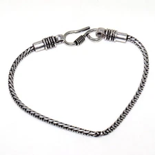 925 Silver Plated Vintage Style Ethnic Vintage Bracelet Jewelry Size 9" MJ