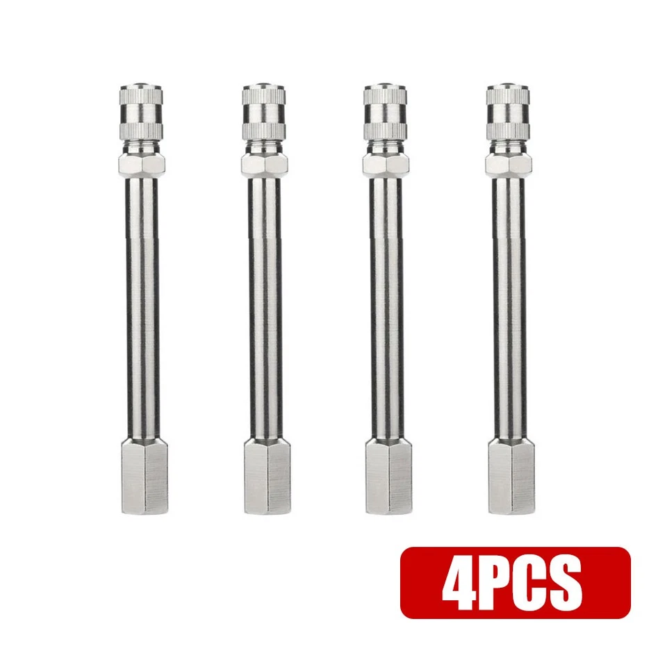 4 peças tampas extensor de extensão de válvula de roda de pneu de carro 100 mm acessórios de haste de metal - Imagem 4 de 4