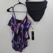Magicsuit Miraclesuit Purple Tankini Rita 8 Swimsuit Ruffled 2 Piece NEW A7