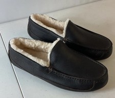 UGG ASCOT MEN SLIPPER LEATHER Dark Brown US 10 3E /UK 9 /EU 43 Lounge Casual