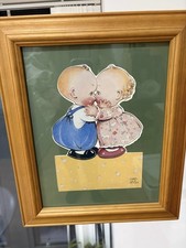 Vintage Mabel  Lucie Attwell Framed Print  PONK two children kissing