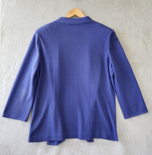 Misook Cardigan Sweater Womens XL Waffle Knit Patchwork Open Front Purple - Picture 3 of 7