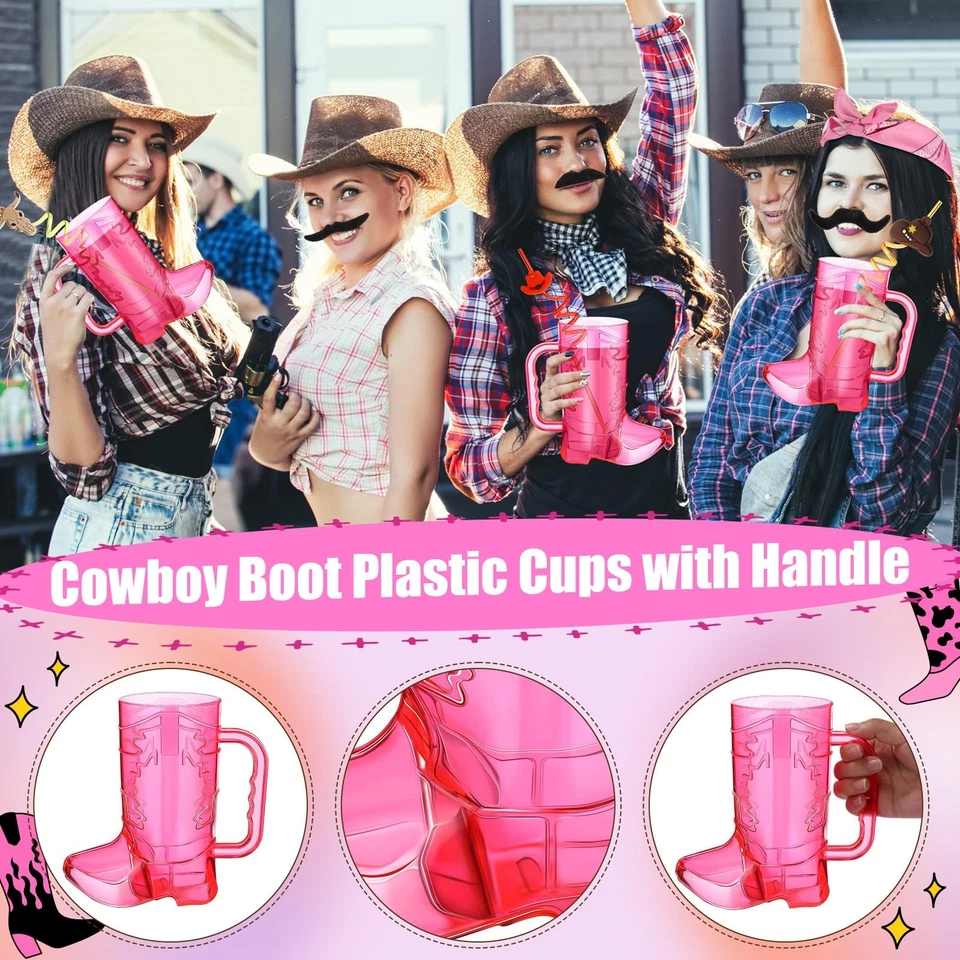 30 Piezas Favores de Fiesta de Vaquero Incluye 6 20 OZ Bota de Vaquero Taza 6 Vaquera Plas... Foto 3 de 4
