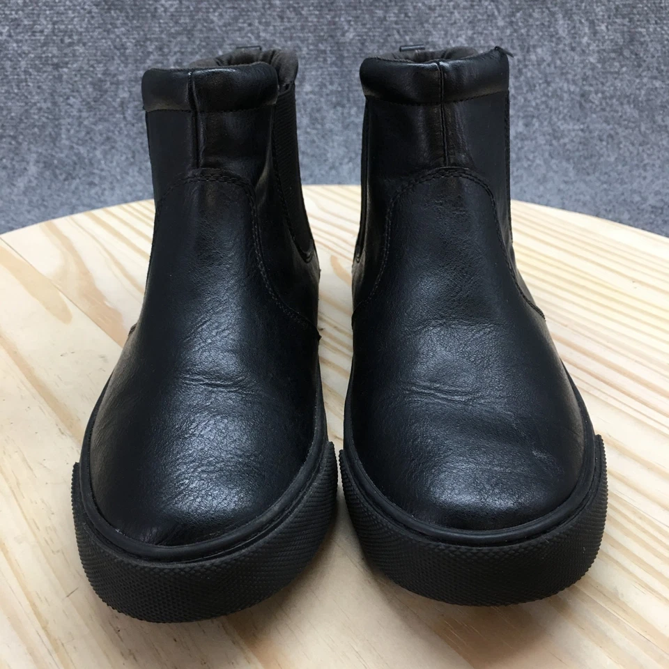 Botas Old Navy para mujer 6 Chelsea Pull On cómodas planas altas negras imitación cuero Foto 4 de 4