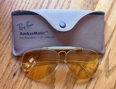 Vintage 62-14MM  B&L RAY-BAN AMBERMATIC OUTDOORSMAN II with original case