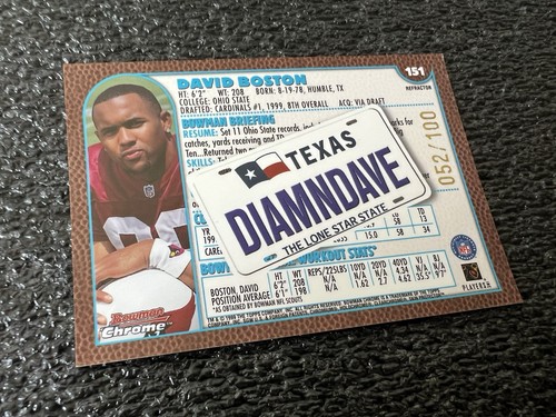 1999 Bowman Chrome #151 David Boston Cardinals Interstate Refractor RC #/100 - Picture 4 of 5