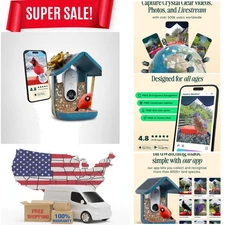 Birdbuddy PRO Smart Bird Feeder With 2K Camera Solar Powered, 2.6in Focus Slo...