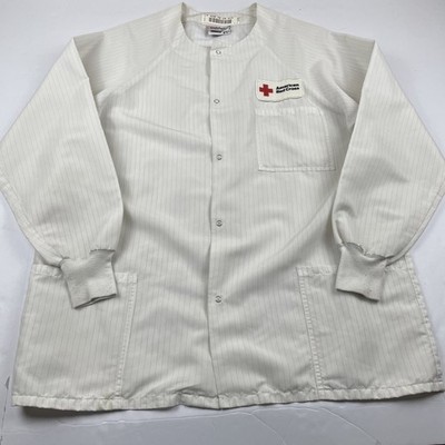 Vintage American Red Cross Volunteer Nurse Jacket Scrub Men s M White Stripes