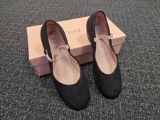 BLOCH Canvas Low Accent Heel Character Dance Shoes Black UK 4 GREAT Condition