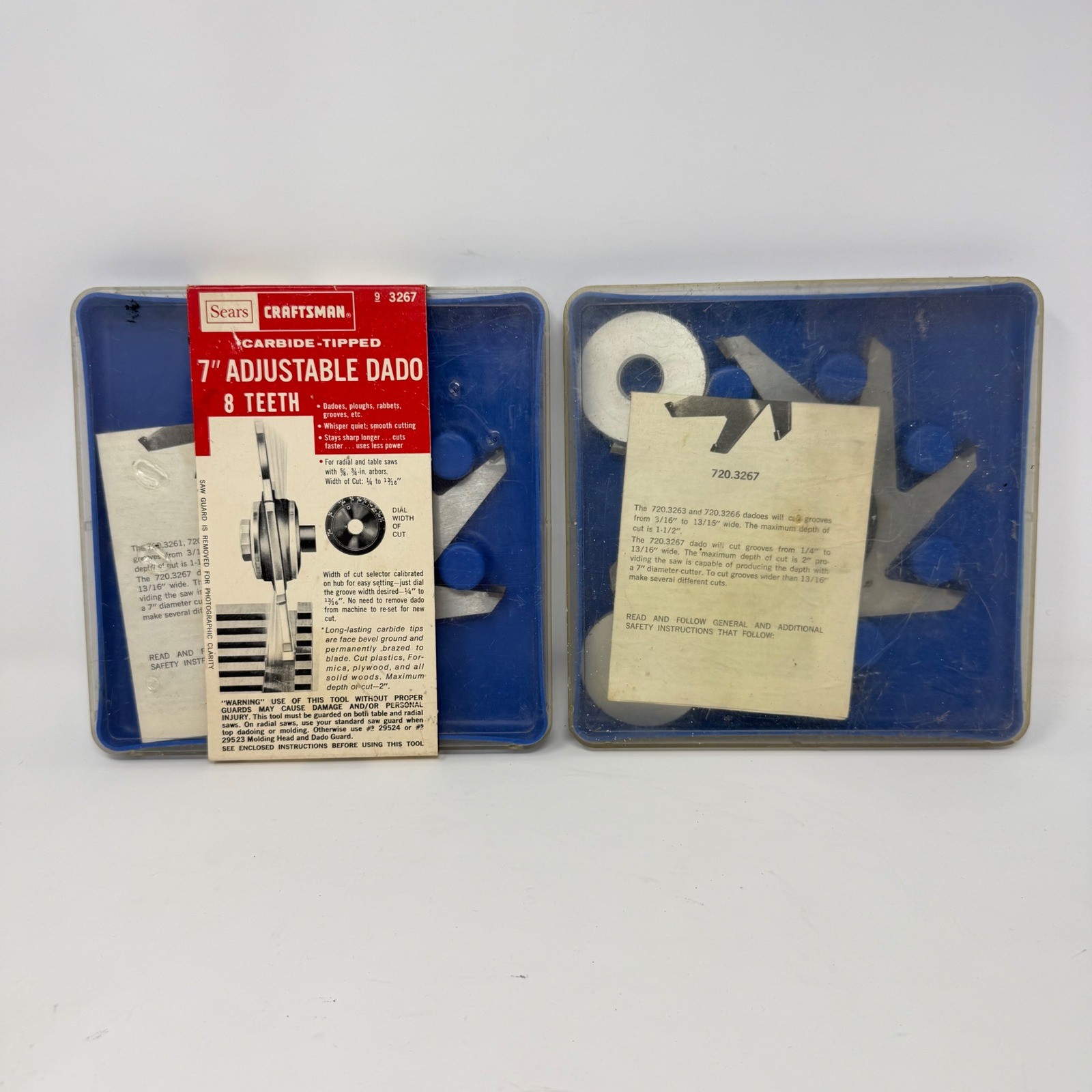 Craftsman 7 Inch Adjustable Dado Blade 8 Teeth Carbide Tipped 9-3267 720.3267