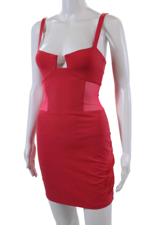 Женское эластичное прозрачное мини-платье Susana Monaco без рукавов розовое размер XS - Изображение 2 из 4