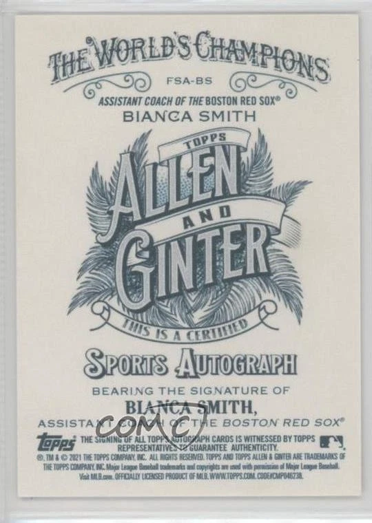 2021 Topps Allen & Ginter's Full Size Auto Bianca Smith #FSA-BS Rookie Auto RC - Image 2 of 2