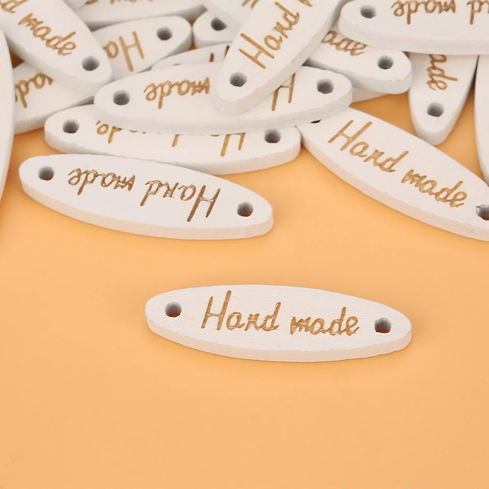 100PCS Oval Holz Handmade 2-Loch Buttons Label Tag Nähen DIY Scrapbooking Crafts - Bild 3 von 4