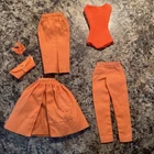 Vtg 1962 Barbie Orange Fashion Pak Outfit Set Skirt Pants Shoes Purse Shoes Swim