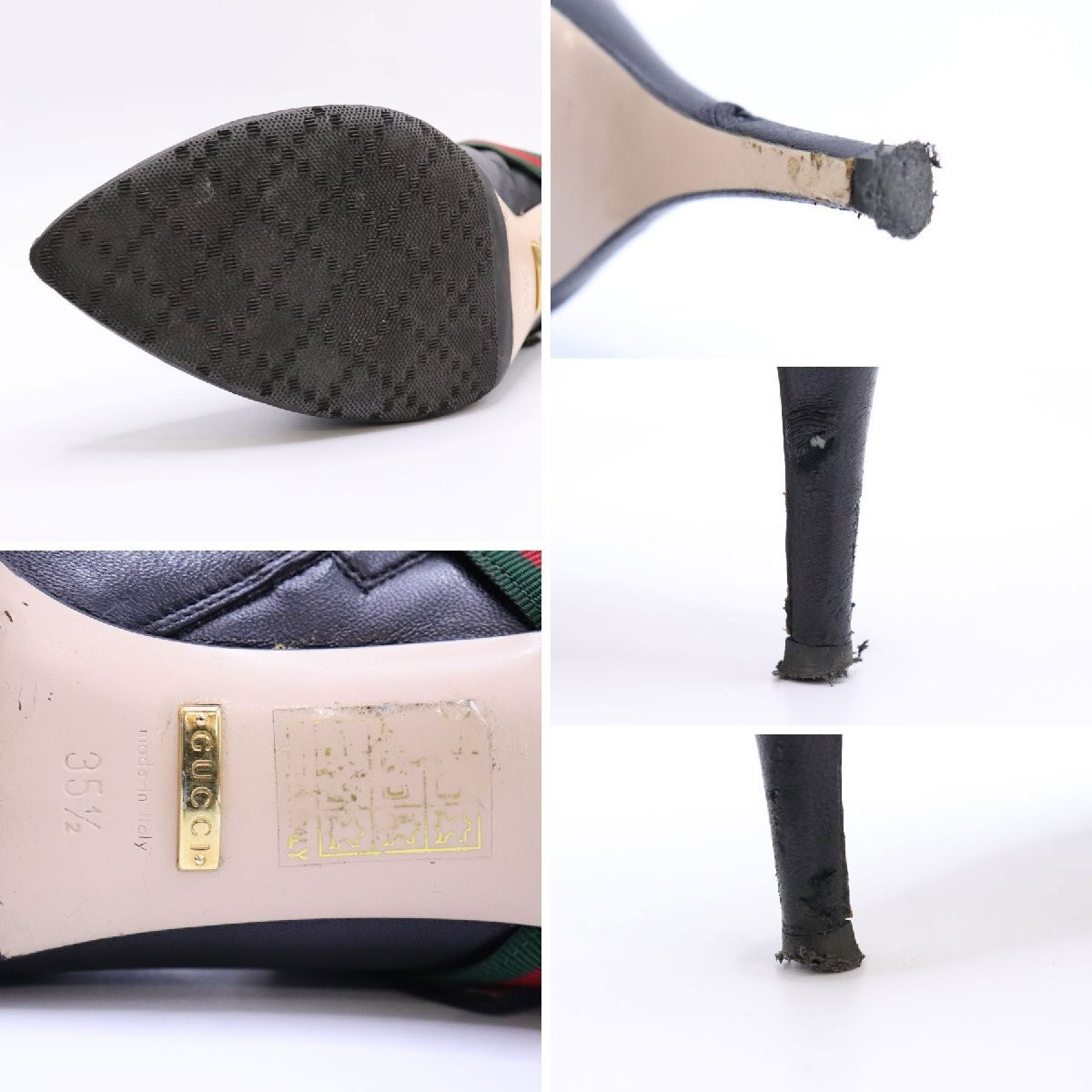 Gucci Sherry Heels Short Boots Black Leather Size 35.5 US About5.5 For Women thumbnail 20