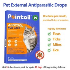 Pointail Addcool Broad-Spectrum Flea  Tick Treatment for Cats 3 Doses 