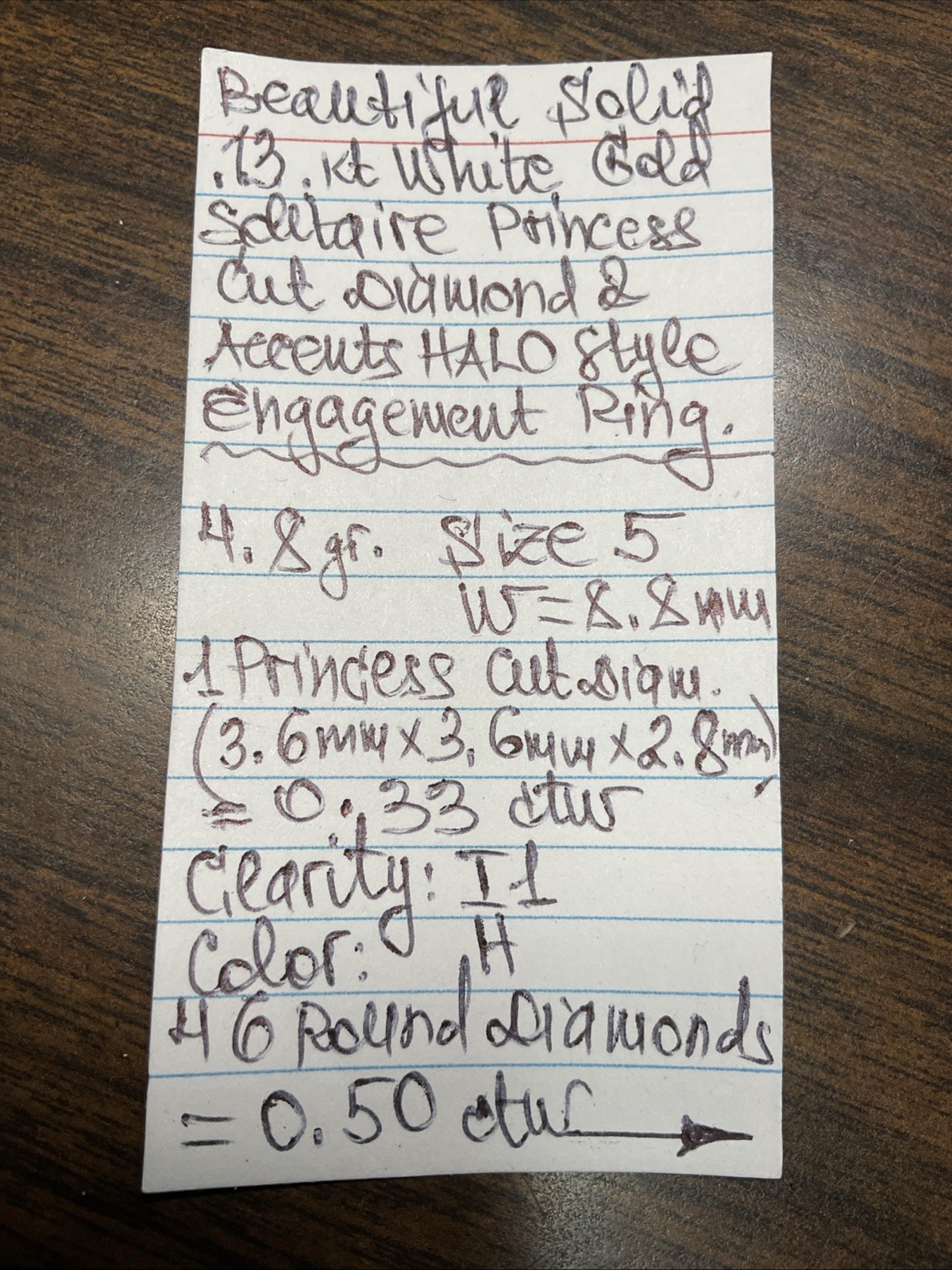 Engagement Ring Solid 13K W. Gold Solitaire Princ… - image 23