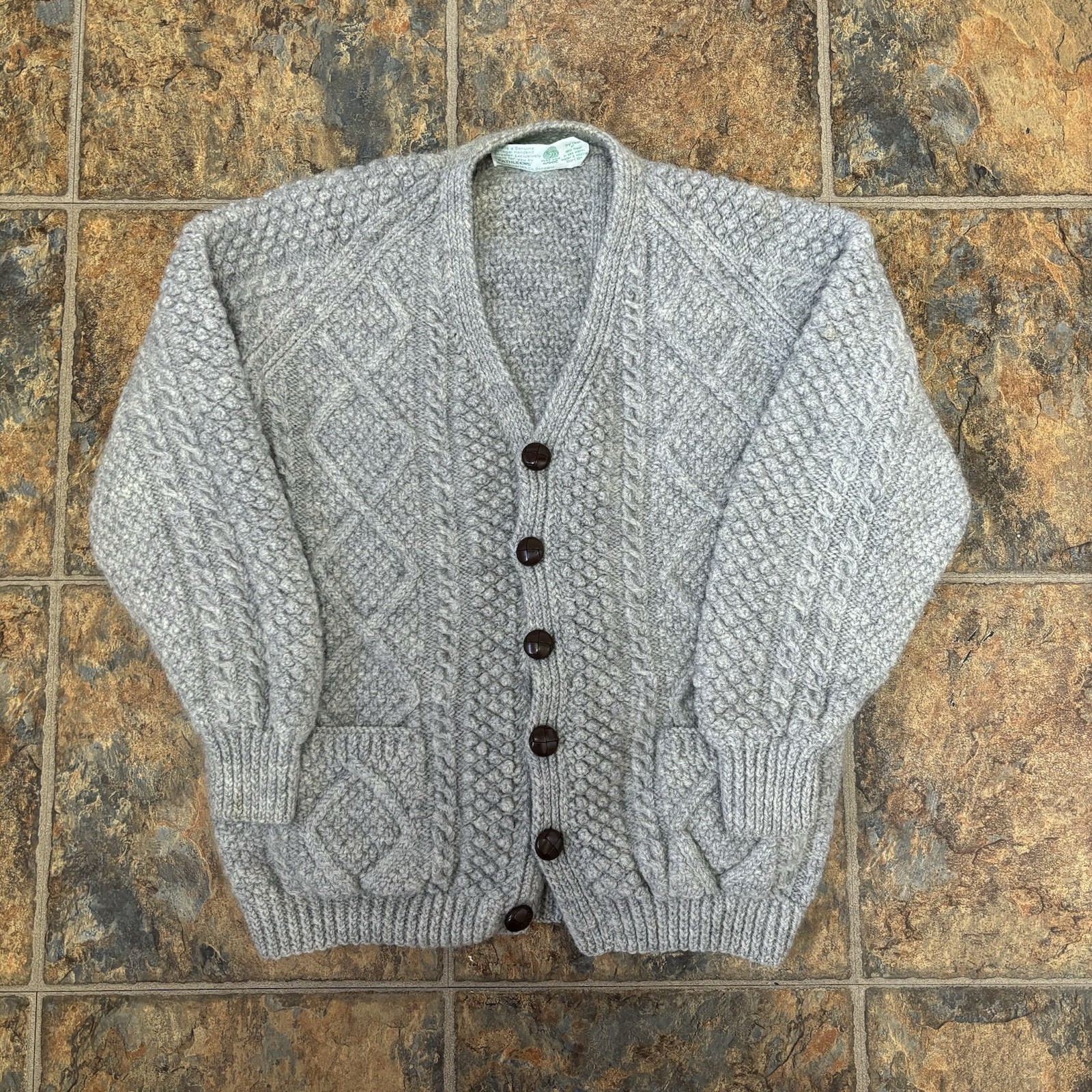 Cardigan Sweater Hand Knit Pure Wool, Donegal-image