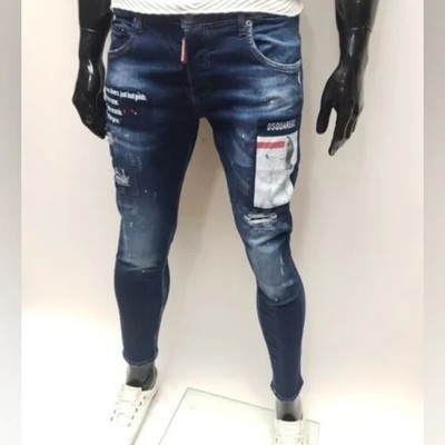 Jean Homme Dsquared2 Destroy, Taille 38 (IT 50), Occasion Très Bon état, Couleur Bleu