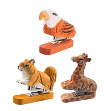 Wooden Animal Stapler Animal Shape Animal Statue for Home Students Supplies