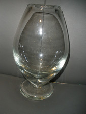 Very Heavy  Thick Clear Glass Vase 8.5" Tall EUC